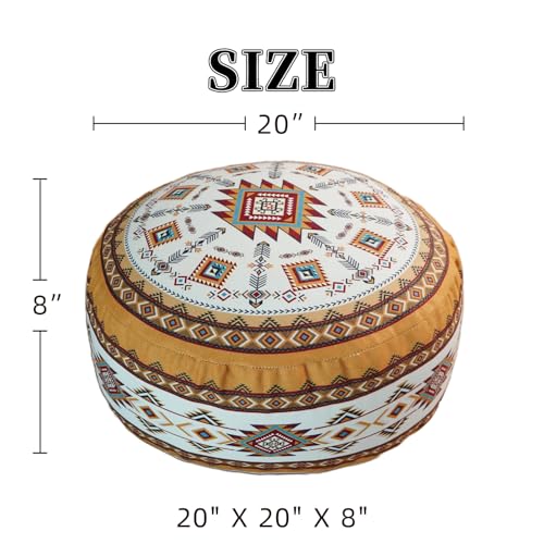 Unstuffed Pouf Cover Ottoman Footrest Bohemian Chenille Foot Stool Floor Bean Bag 20x8 Inches for Living Room Bedroom Home Decor (Mustard Yellow, Round) - color: Mustard Yellow