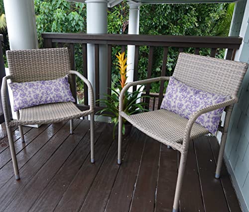 Indoor/Outdoor Polyester Fabric Lumbar Pillow Cover, All-Weather Waterproof Rectangular Cushion Case for Patio Furniture, 12 x 18 Set of 2 - Florals-32 - color: Dusty Purple2, size: 18" x 12" (Pack of 2)