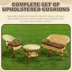 Barydat 3 Pack Wicker Furniture Cushions Waterproof Outdoor/Indoor Tufted Wicker Chair Cushions 1 Loveseat and 2 U-Shape Rattan Chairs for Patio Furniture, Rattan Love Seat, Bench(Brown) - color: Brown