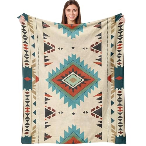 Aipon Boho Aztec Throw Blanket 60"x 80", Western Indian Native American Blanket Southwestern Decor, Beige Soft Cozy Lightweight Throws Blankets Gifts for Women Men Couch Bed Sofa Chair - color: Beige, size: 60.00'' × 80.00''