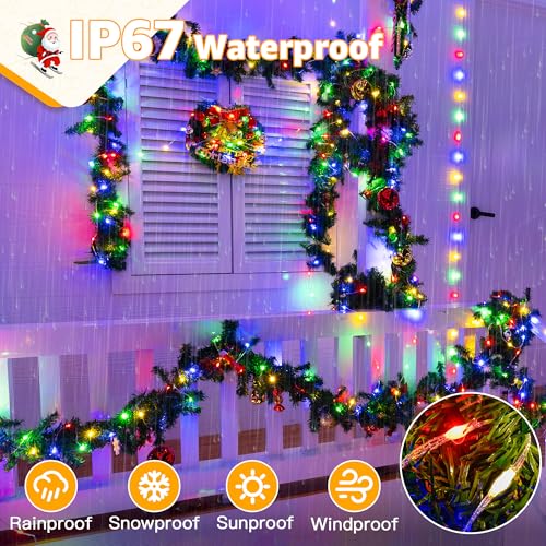 Ollny Outdoor Christmas Lights 1000LED 328FT, Multicolor Fairy Lights IP67 Waterproof, Plug in String Light with Remote 8 Modes Timer, Xmas Light for Outside Indoor House Tree Decorations - color: Multicolord, size: 1000 LEDs