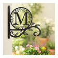 Metal Initial Letter M Plant Hanger Bracket, Decorative Wall Mount Hanging Plant Hook, Monogram Floral Leaf Garden Decor for Hanging Baskets, Bird Feeders, Lanterns, Wind Chimes - style: M