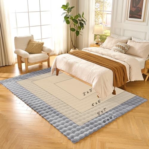 Lotus Karen Washable Area Rug, 3D Bubble Rug for Living Room, Bedroom, Faux Fur Carpet for Home Decor,2' W × 3' L, Light Grey - color: Light Grey, size: 2' x 3' (Rectangular)