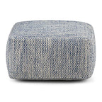 SIMPLIHOME Nate Square Pouf - 20 inch Wide Upholstered Handwoven Cotton Ottoman in Patterned Denim Melange, Boho Footstool or Extra Seating for Living Room with Artisanal Texture, Assembled - color: Patterned Denim Melange, style: Cotton Pouf