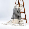 Chardin home Black and Ivory Oslo Throw with Fringes, 50 x 60 Inch, Perfect Scandinavian Throw Blanket for Couch, Bed, Camping, Beach & Everyday use