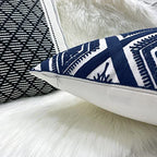 Slow Cow Embroidery Navy Blue Pillow Covers Cushion Covers Invisible Zipper for Living Room 18 x18 Inch - color: Navy Eyes, size: 18" x 18" (Pack of 1)