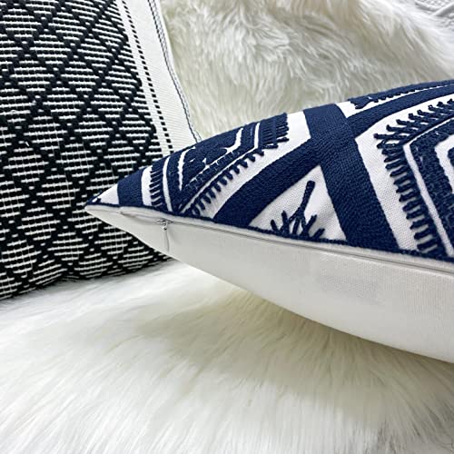 Slow Cow Embroidery Navy Blue Pillow Covers Cushion Covers Invisible Zipper for Living Room 18 x18 Inch - color: Navy Eyes, size: 18" x 18" (Pack of 1)