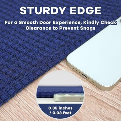 EARTHALL Woven Area Rug 2x3 Ft Washable Rugs for Entryway Braided Non Slip Throw Rugs Door Mat Indoor Outdoor Entrance Small Cotton Woven Carpet for Kitchen Foyer Front Door, Royal Blue/Navy - color: Royal Blue/Navy, size: 2' x 3' (Rectangular)