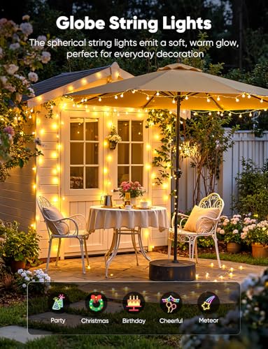 Minetom Globe String Lights, 33 Feet 100 Led Fairy Lights Plug in, 8 Modes with Remote Mini Globe Lights for Indoor Outdoor Bedroom Party Wedding Garden Christmas Tree Decor, Warm White - color: Warm White, size: 100LED