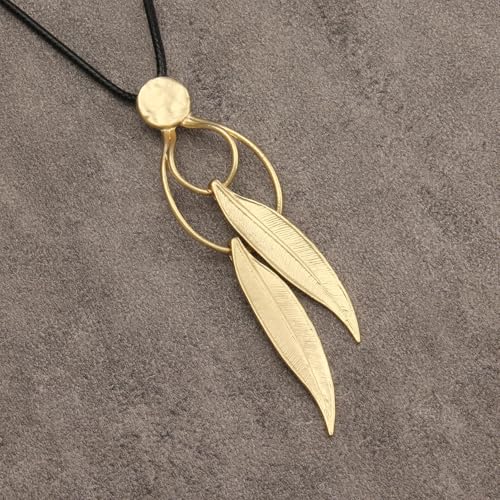 Leather Necklace for Women Long Boho Pendant Hippie Choker Necklace Bohemian Layered Leather Rope Wooden Jewelry Gifts - style: Leather Vintage Necklace