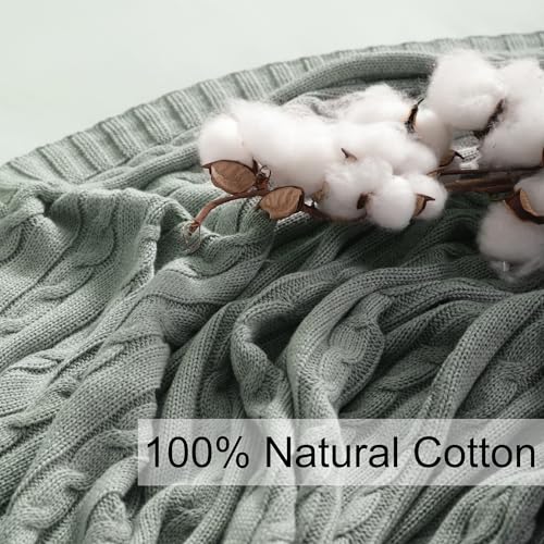 NTBAY 100% Pure Cotton Cable Knit Throw Blanket, Super Soft Warm 51x67 Knitted Throw Blanket for Couch, Sofa, Chair, Bed - Extra Cozy, Machine Washable, Comfortable Home Decor, Light Grey - color: Light Grey, size: Throw(51"x67")