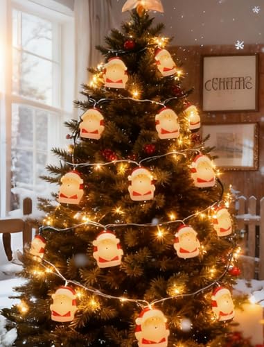 8.5Ft Christmas Santa Light, Christmas Decorations String Lights with 10 Santa Claus Bulbs, Plug in Hanging Fairy Lights for Indoor Party Kid's Room Xmas Tree Patio Bedroom Garden Decor - color: Santa Claus