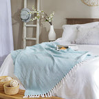 DII Herringbone Striped Collection Cotton Throw Blanket, 50x60, Aqua (Pack of 12) - color: Aqua, size: 50x60" (Pack of 12)