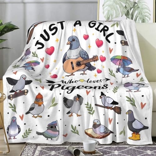 Pigeon Blanket Gifts for Women Girls Kids Adults,Plush Soft Flannel Cute Bird Pigeon Stuff Throw Blanket for Living Room Home Sofa Travel Decor 50"x40" - color: Pigeon, size: 50"x40"
