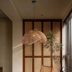 Organic Modern Bamboo Chandelier 19.7" Handmade Woven Wicker Pendant Light, Farmhouse Boho Rattan Light Fixture for Dining Room, Kitchen, Cafe, Bedroom Living Room - color: Bamboo, 19.7", 1-Light