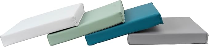 FDP SoftScape 12 inch Square Toddler Floor Cushions with Handles Flexible Seating for Daycare, Preschool, Playroom 1.5 inch Deluxe Foam (4-Piece) - Glacier
