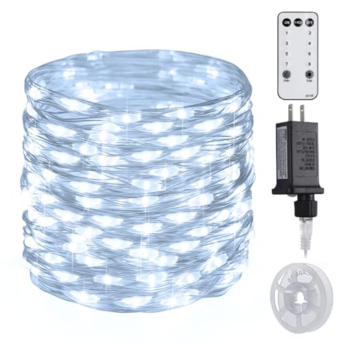JMEXSUSS 200 LED White Fairy Lights Plug in, 66 ft Christmas Light Outdoor Waterproof with 8 Modes, Twinkle Lights for Christmas Tree Decor Decor - color: White, size: 66FT 200LED