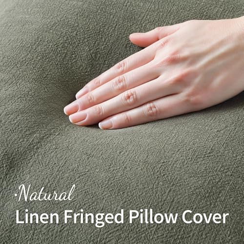 MIULEE Decorative Throw Pillow Covers Neutral Linen Fringe Throw Pillows Set of 1 Light Olive Green Boho Farmhouse Cushion Covers for Couch Sofa Bed Living Room Spring Home Decor 14x36 Inch - color: Light Olive Green