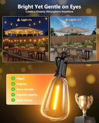 Brightown 175FT Solar String Lights Outdoor Waterproof with Remote, 56+2 LED Shatterproof Bulbs, Dimmable & Timable, 3 Light Modes - Commercial Grade Patio Lights for Garden Backyard Party Decor - size: 175FT(56 Sockets)
