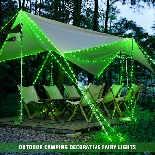 JMEXSUSS 200 LED Remote Control Green Christmas Fairy Lights, 66 ft 8 Modes Fairy Lights Indoor with Wheel, Plug in Green Light Outdoor for Halloween Christmas Decor - color: Green, size: 66FT 200LED