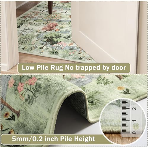 Beeiva 8x10 Living Room Rug, Beige Boho Foresst Washable Rugs 8x10 for Dining Room, Soft Non Slip Woodland Large Area Rug Carpet for Bedroom Nursery Aesthetic Nature Home Decor(Beige,8x10ft) - color: Beige-forest, size: 8' x 10' (Rectangular)