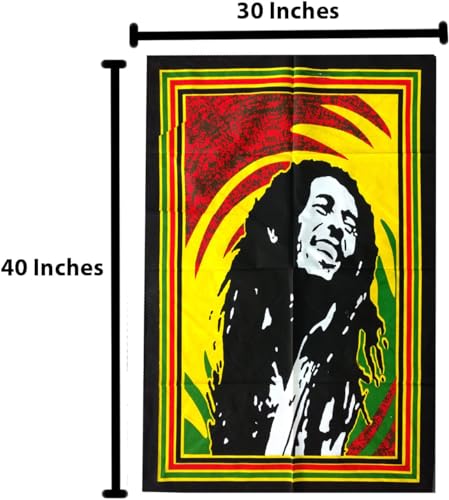 Rastogi Handicrafts Hendrix Guitar 40" X 30" Poster Size Tapestry Decorative Indian Dorm Decor Cotton Tapestry Indian Multi Colored Wall Poster Indian Deity (RH-154) - color: Rh-154