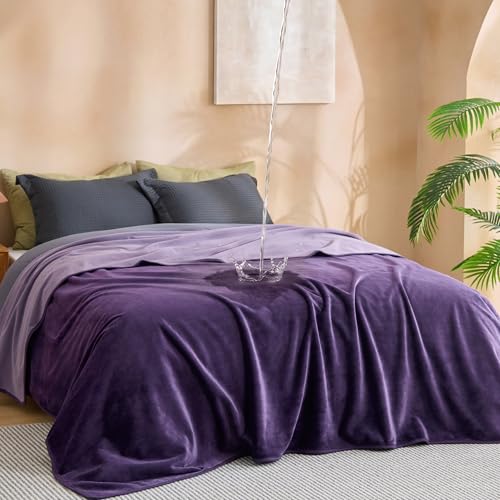 Bedsure Waterproof Blanket for Bed Queen Size 86"x90"- Soft Flannel Fleece Leakproof Throw Blanket, Couch Cover Protector for Large Dogs Pet for Camping, Travel, Eggplant - color: Eggplant, size: Queen(86x90")