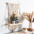SnugLife Macrame Wall Hanging Shelf - Tier Wall Shelves with Handmade Woven Rope - Boho Shelves Organizer Hanger for Kitchen, Bathroom, Home Storage, Floating Indoor Plant Wall Shelf (1 Tier) - size: 1 Tier