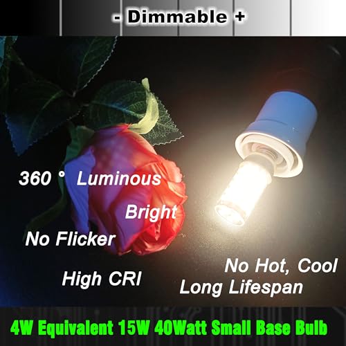E12 LED Bulb Dimmable Equivalent 25W-40W 4000K Natural White Candelabra Base AC120V 450lm 4W T6 C7 E12 Candle Small Base for Ceiling Fan Chandelier Pendant Lighting Salt Lamp Wall Sconce, 4 Pack - color: 4000k Natural White, size: 4 Watt-Dimmable-4 Pack