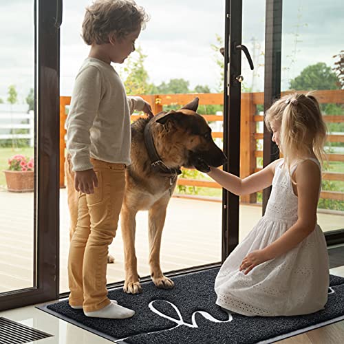 Door Mat (32"x20",Black), Welcome Mat Low Profile Front Doormat Indoor Outdoor Door Non Slip Rugs for Entryway, Patio, High Traffic Areas - color: Black-hello, size: 1'8" x 2'8" (Rectangular)