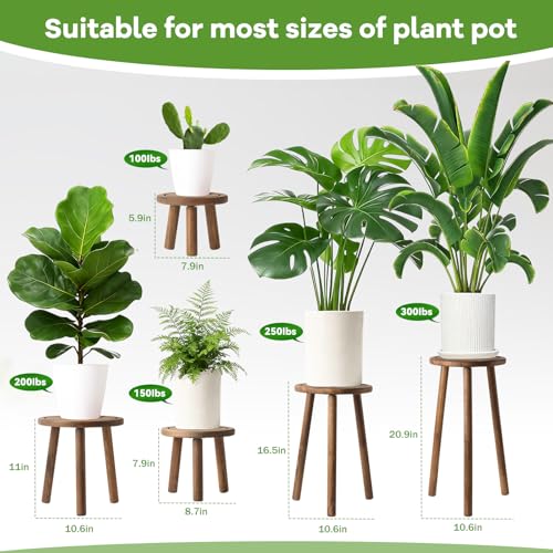 5-Pack Wood Plant Stands Indoor, Single Plant Stand for 6-22 Inch Pots, Mid-Century Modern Plant Stool, Tall Plant Stand for Large Plants Perfect Fit for Living Room, Balcony, Office(Dark Brown) - color: Dark Brown