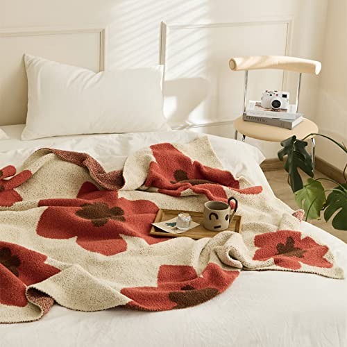 Floral Throw Blanket Big Flower Pattern Soft Cozy Warm Fuzzy Fluffy Microfiber Feather for Couch Bed Sofa Baby Pets Home Decor All Season (Chen Red, 47''x59'') - color: Chen Red