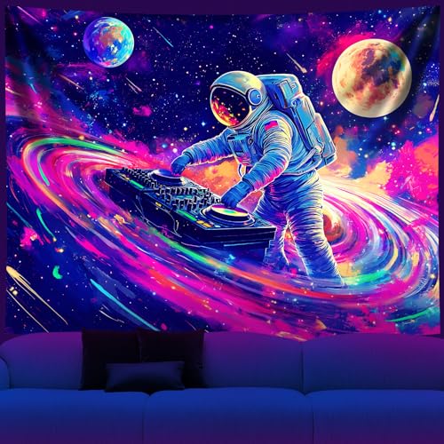 NYZE Blacklight Tapestry Music Wall Tapestry Art Party Banner Colourful Poster Design Tapestries for Hip Hop College Dorm Room Bedroom Wall Decor 59in×51in - color: Astronaut F, size: 59"L x 51"W
