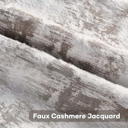 HAUSSY Pack of 2 Lumbar Throw Pillow Covers 26x26 Inch,Faux Cashmere Jacquard Decorative Patten furry Pillowcases Textured & Soft Cushion Covers for Couch Bed Room Home Decor,Coffee White(Covers Only) - color: Coffee White, size: 26" x 26" (Pack of 2)