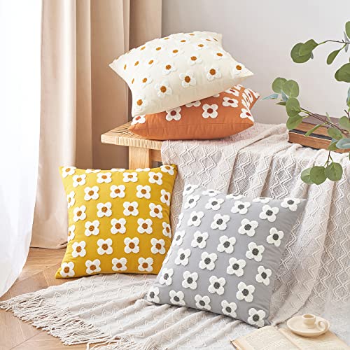 EMEMA Decorative Throw Pillow Covers Sun Flower Jacquard Pillowcase Cushion Case Square for Couch Sofa Bed Living Room Bedroom Set of 2, 18x18 Inch, Light Grey - color: A-light Grey, size: 18" x 18" (Pack of 2)