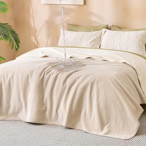 Bedsure Waterproof Blanket for Bed King Size 86"x108"- Soft Flannel Fleece Leakproof Throw Blanket Couch Cover Protector for Large Dogs Pet for Camping, Travel, Cream - color: Cream, size: King(86x108")