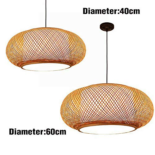 Hand-Woven Bamboo Pendant Light, Lantern Lamp Rattan Single Light Weaving Natural Wooden Ceiling Hanging Fixture with Adjustable Cord for Kitchen Dining Room Restaurant Farmhouse - color: Dome, Style 2