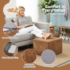 Tiita Pouf Ottoman and Foot Rest, Square Foam Stuffed Floor Pouf with Storag for Living Room, Brown - color: Square Brown