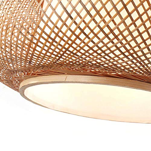 Handmade Woven Bamboo Pendant Lighting Antique Rattan Single Lantern Ceiling Hanging Light Natural Wooden Ceiling Fixture with Adjustable Cord for Living Room Restaurant Bedroom - size: 23.5 Inch