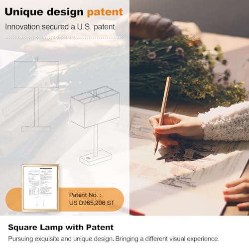 Lynnoland 21" Set of 2 Bedside lamp with USB A+C & AC Outlets, Touch Control 3-Way Dimmable Nightstand Lamps for Bedroom Living Room Office Reading, Black Shade Touch Lamps, 3000K LED Bulbs Included - color: (2 Pack)Black Line & Gold (Base)-2700K Bulbs In