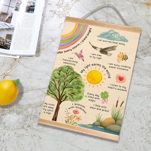 HEYJEEPER Inspirational Wall Art Decor,My Light Warms The World - Positive Affirmations Poster,Mental Health Canvas Print Art Poster for Teen Bedroom Classroom Kids Room Decor 14x18.5Inch - color: Begei-Inspirational