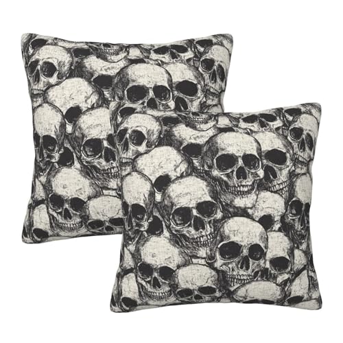 Skull Throw Pillow Covers 18x18 Set of 2 Skeleton Decorative Pillow Covers Outdoor Cushion Cases for Bedroom Living Room - color: Skull, size: 18" x 18" (Pack of 1)