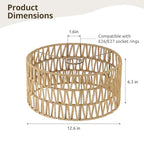 Rattan Lamp Shade, Retro Farmhouse Wicker Lampshade Replacement, 12.6" D×6.3" H Large Cylinder Woven Lamp Shade for Floor Light, Pendant Light, Chandelier
