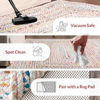 Nuloom Tammara Ivory/Multicolor, 3' x 5' Oval, Hand Braided, Bohemian, Cotton, Soft and Cozy, High Traffic, Stain Resistant, Easy Clean, Durable Runner for Bedroom, Living Room, Dining, Den