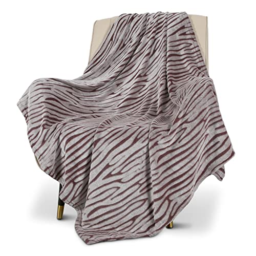 MACEVIA Flannel Fleece Throw Blanket, Zebra Print for Women, Brown and Grey Throw, Soft Animal Print Blankets Cozy for Bed Sofa Couch 260GSM, Suitable for All Seasons (Brown Zebra,50x60inches) - color: 3d Brown Zebra Print, size: Flannel Fleece (50x60 IN)