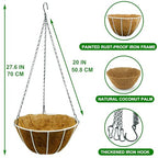 HOSY 2-Pack 12-in Hanging Metal Planter Baskets with Coconut Fibre Liner | Round Wire Planter, Black, Openwork Stripes-Shaped Design, 12-in Diameter, Includes Chain & Hook, Tool-Free Hanging Setup - color: Stripes - Black