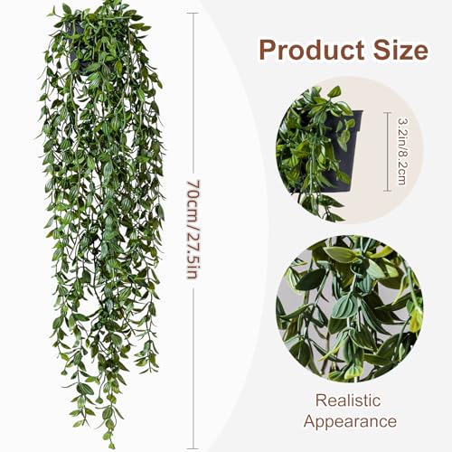 Artificial Hanging Plant 2 Pcs Faux Plant Ivy Vine Faux Eucalyptus Vines Fake Potted Greenery for Wall Living Room Home Shelf Office Bathroom Outdoor Indoor Decor (Type 1) - color: Type 1