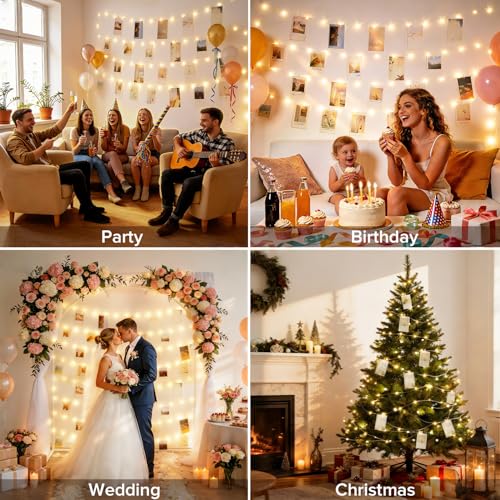 JMEXSUSS Photo Clips String Light, 33Ft 100LED Fairy Lights Plug in with 50 Clips ＆ Remote for Pictures, 8 Modes Twinkle Lights for Bedroom Dorm Wall Birthday Christmas Wedding Party Decor