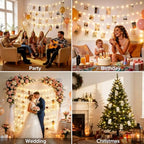 JMEXSUSS Photo Clips String Light, 33Ft 100LED Fairy Lights Plug in with 50 Clips ＆ Remote for Pictures, 8 Modes Twinkle Lights for Bedroom Dorm Wall Birthday Christmas Wedding Party Decor