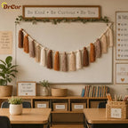 DrCor Boho Terracotta Rainbow Tassel Garland – Classroom Decor for Teachers, Bulletin Board Decorations, Back to School Wall Hanging for Nursery, Kids Room, Baby Shower & Party Decor